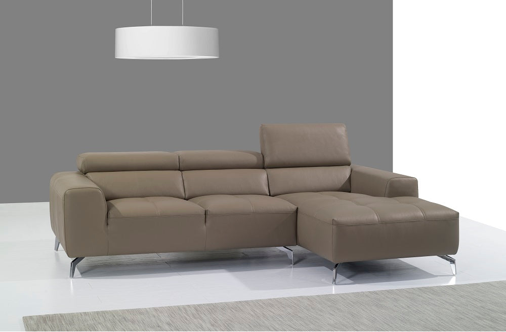 J & M Furniture A978B Italian Leather Sectional Right Facing Chaise in Burlywood