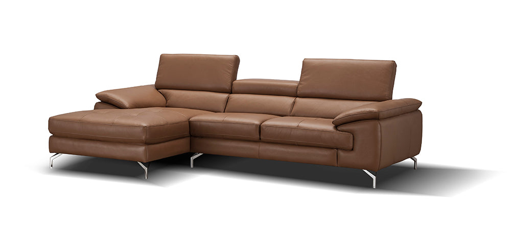 J & M Furniture A973B Italian Leather Mini Sectional Left Facing Chaise in Caramel