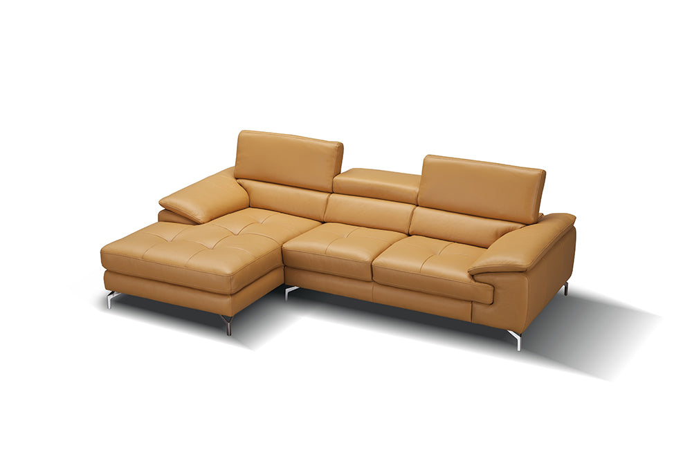 J & M Furniture A973B Italian Leather Mini Sectional Left Facing Chaise in Freesia