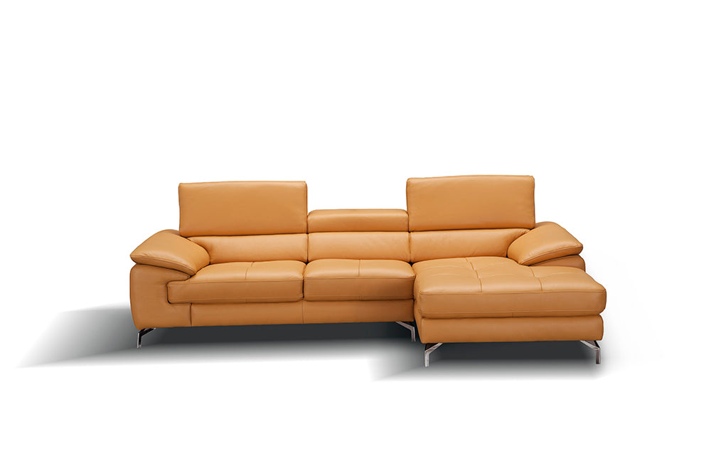 J & M Furniture A973B Italian Leather Mini Sectional Right Facing Chaise in Freesia