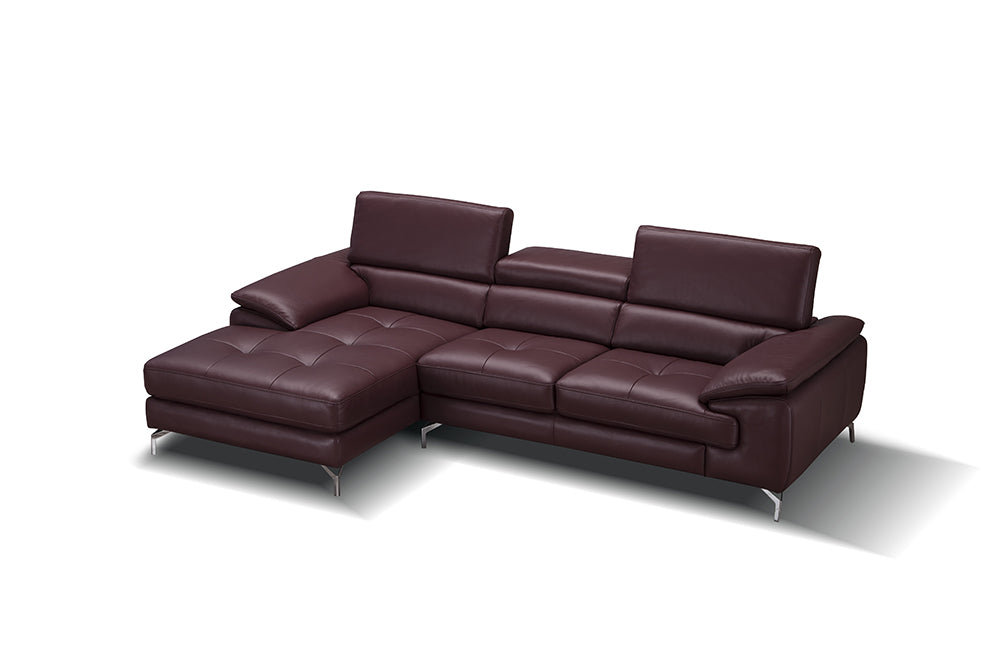 J & M Furniture A973B Italian Leather Mini Sectional Left Facing Chaise in Maroon