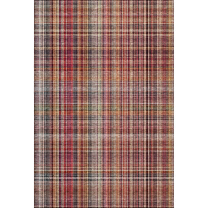 8' X 10' Plaid Washable Area Rug With UV Protection (648296) - Red / Ivory / Gold