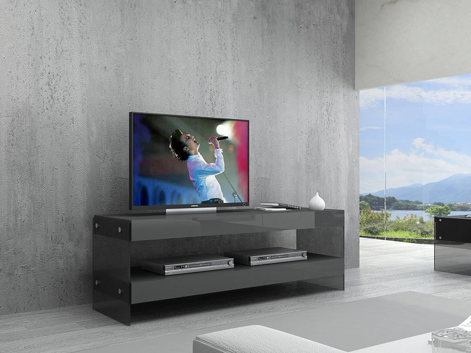 J & M Furniture Cloud Mini TV Base in Grey High Gloss