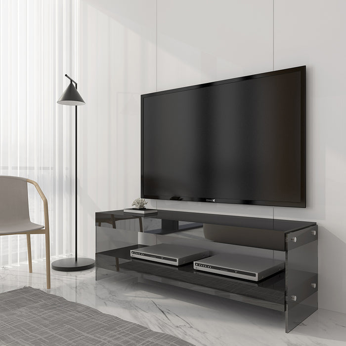 J & M Furniture Cloud Mini TV Base in Grey High Gloss