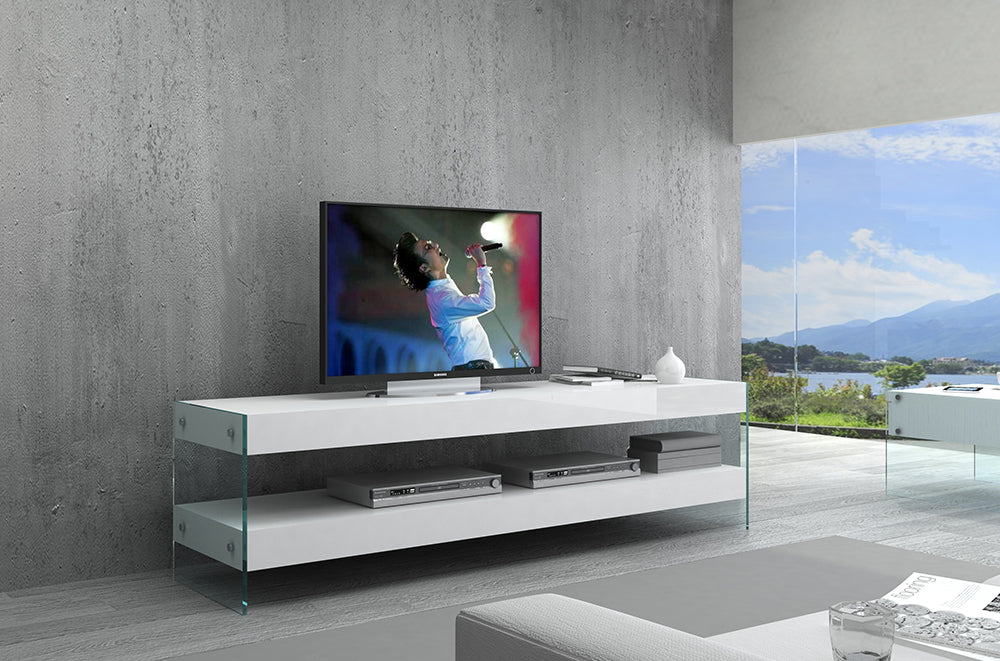 J & M Furniture Cloud TV Base in White High Gloss