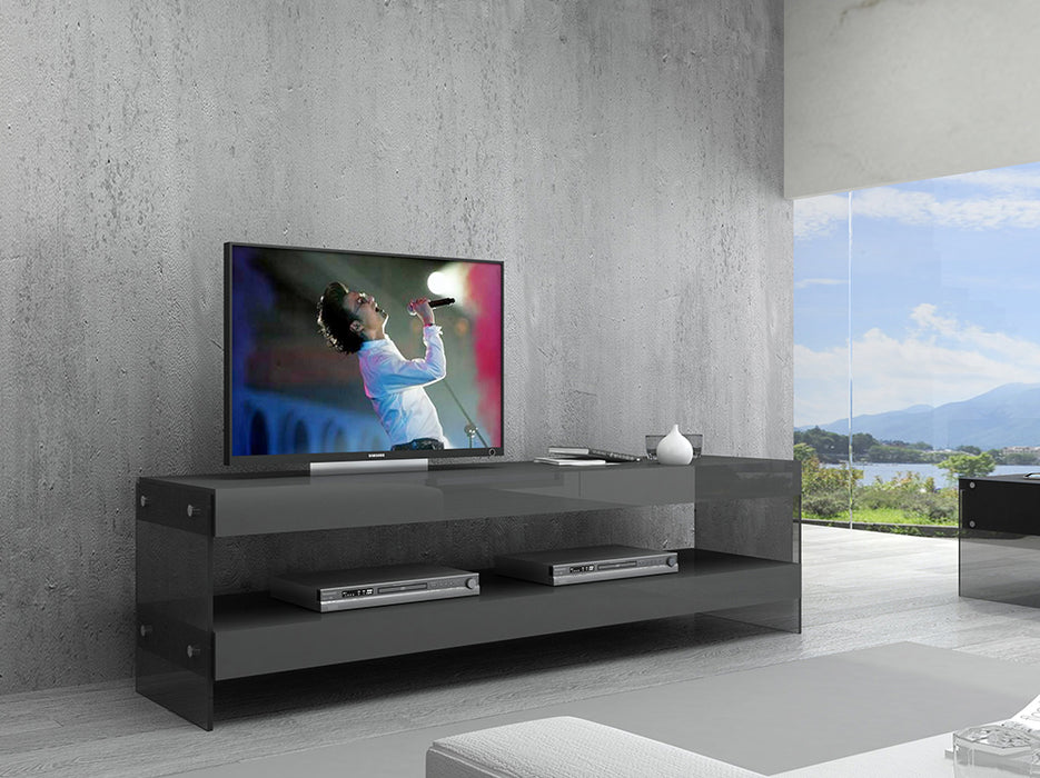J & M Furniture Cloud TV Base in Grey High Gloss