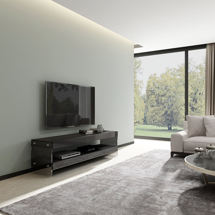 J & M Furniture Cloud TV Base in Grey High Gloss