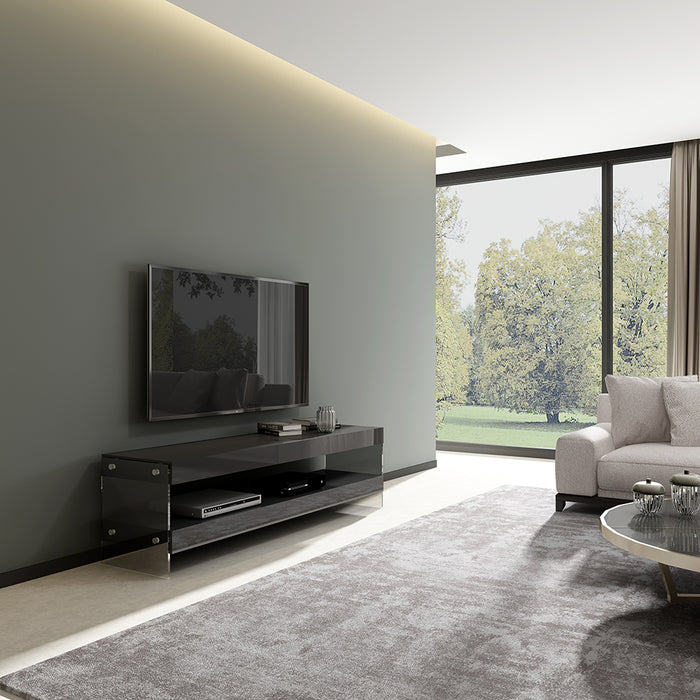 J & M Furniture Cloud TV Base in Grey High Gloss