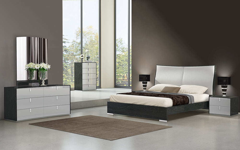 J & M Furniture Vera Modern Queen Size Bed in Grey