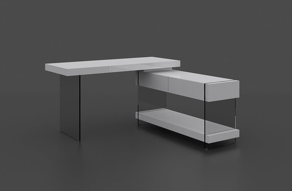 J & M Furniture Cloud Desk in White High Gloss