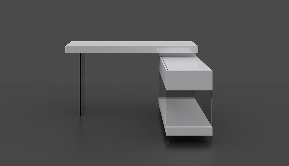 J & M Furniture Cloud Desk in White High Gloss