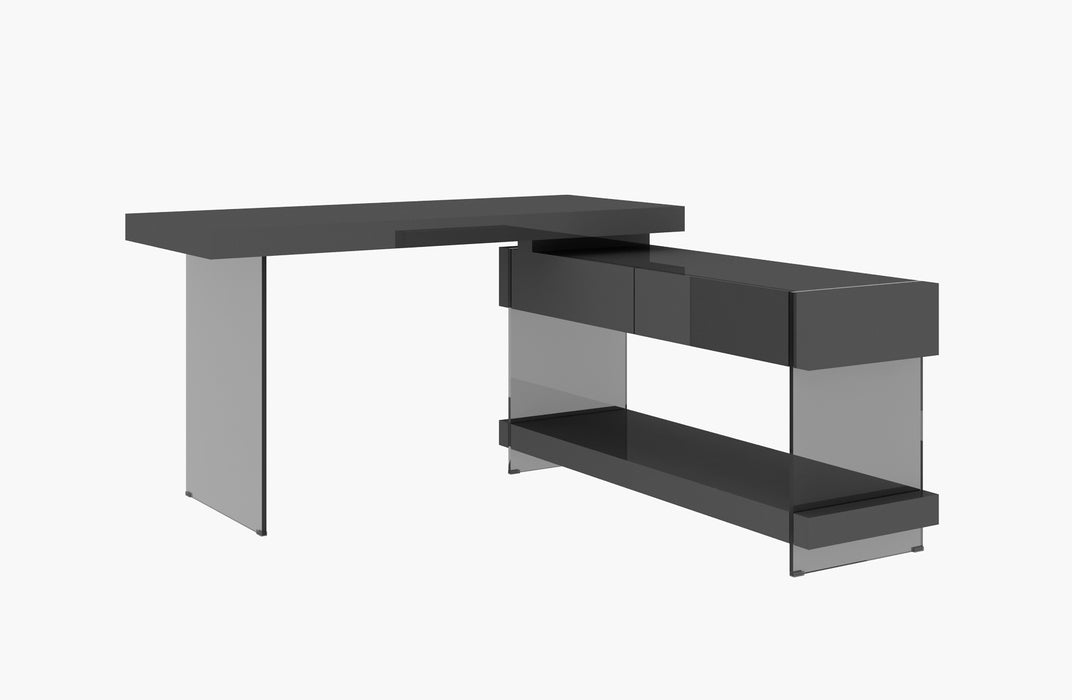J & M Furniture Cloud Desk in Grey High Gloss