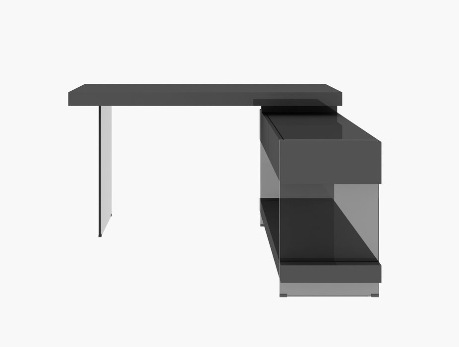 J & M Furniture Cloud Desk in Grey High Gloss