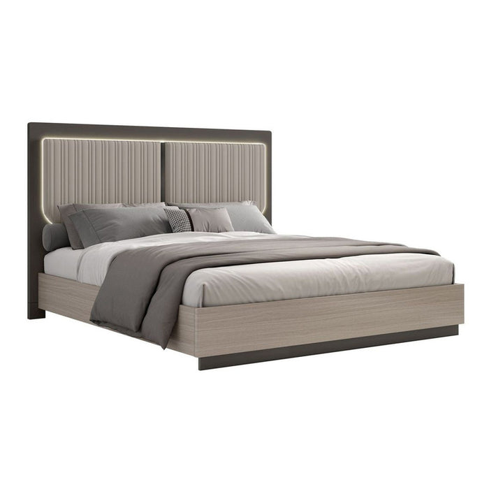 J & M Furniture Halo King Bed - Grey/Light Walnut
