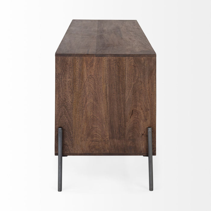 Solid Wood Console Table With Shelves - Brown And Black