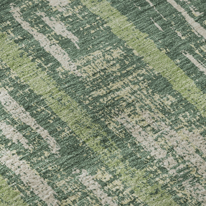 10' X 14' Striped Washable Area Rug With UV Protection (670898) - Green / Beige
