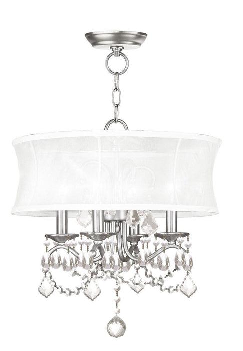 18" Four Light Dimmable Chandelier With Shades - Nickel