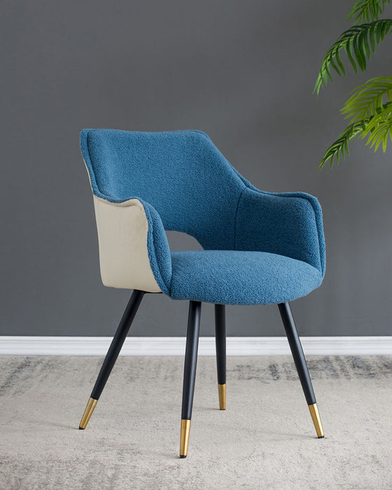 Set of two blue Giga side chairs for living room, bedroom, or kitchen vanity with modern design and comfortable seating.