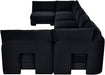 Meridian Furniture Hammond velvet upholstered 7-piece U-shaped armless sectional sofa with plush seating and modern design.