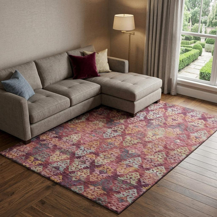 10' X 14' Washable Area Rug With UV Protection (695630) - Rust / Gold / Gray