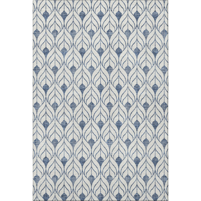 10' X 14' Geometric Washable Area Rug With UV Protection (673693) - Blue / Ivory
