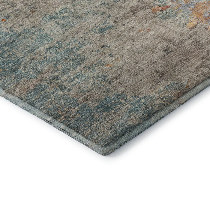 10' X 14' Abstract Washable Area Rug With UV Protection (692811) - Teal / Peach / Gold