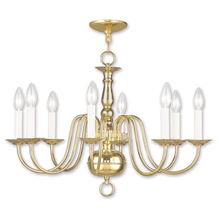 18'' Eight Light Dimmable Chandelier With Shades - Brass