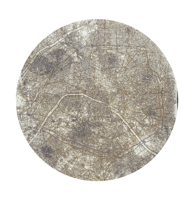 7' x 7' Round Abstract Non Skid Area Rug - White And Gray