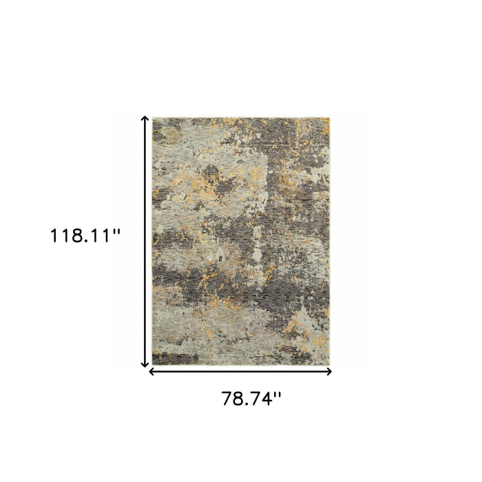 6.6' x 9.8' Abstract Power Loom Area Rug - Gray And Ivory