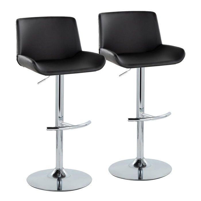 Santi - Upholstered Adjustable Barstool With Swivel And Rounded T Footrest (Set of 2) - Chrome Metal