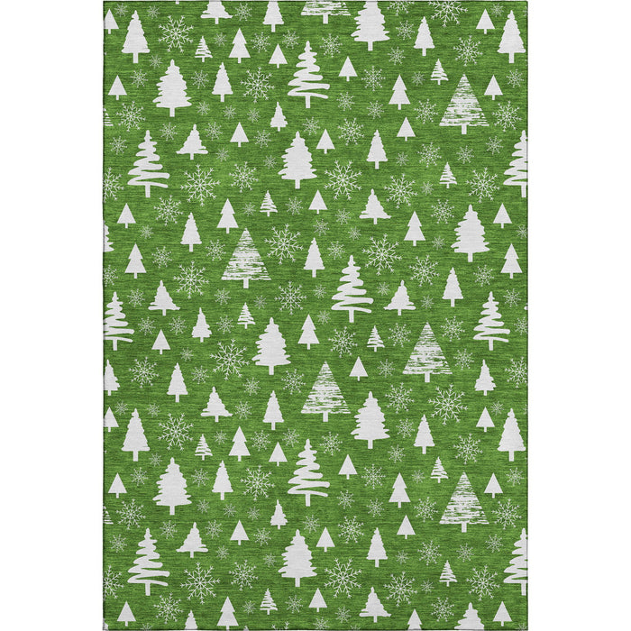 10' X 14' Abstract Geometric Washable Area Rug With UV Protection (701828) - Emerald / Ivory