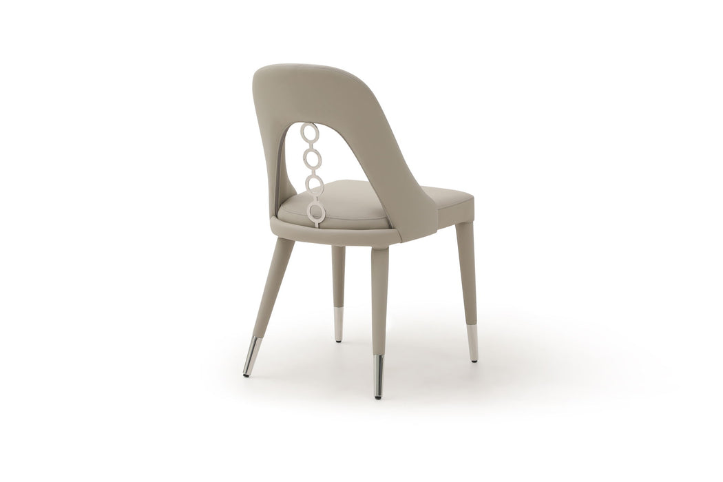 Faux Leather Stainless Steel Dining Side Chairs (Set of 2) - Gray / Silver