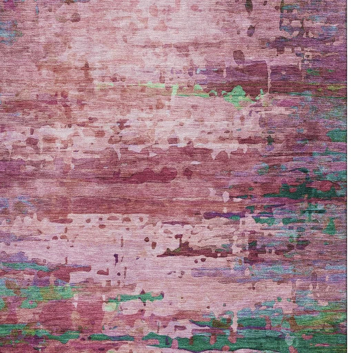 10' X 14' Abstract Washable Area Rug With UV Protection (715453) - Pink / Green