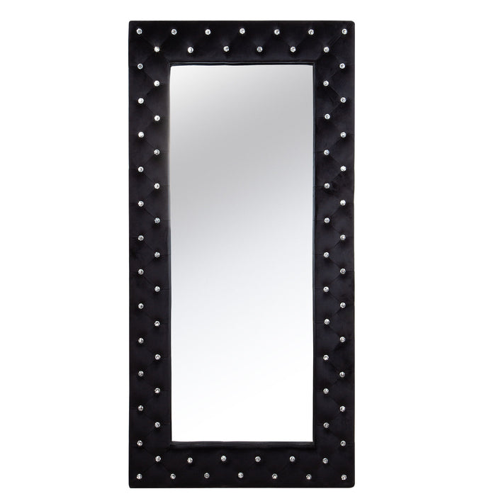71" Wood And Faux Crystal Framed Freestanding And Wall Mount Standing Mirror - Black
