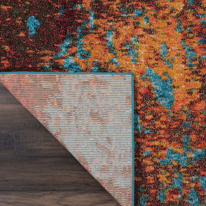 10' x 14' Abstract Power Loom Area Rug - Blue And Orange