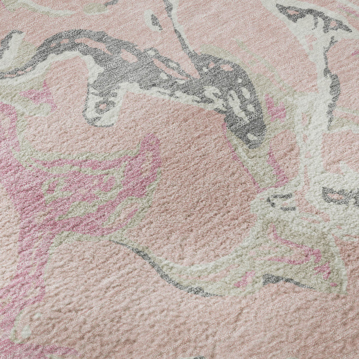 10' X 14' Abstract Washable Area Rug With UV Protection (681275) - Pink / Ivory / Gray