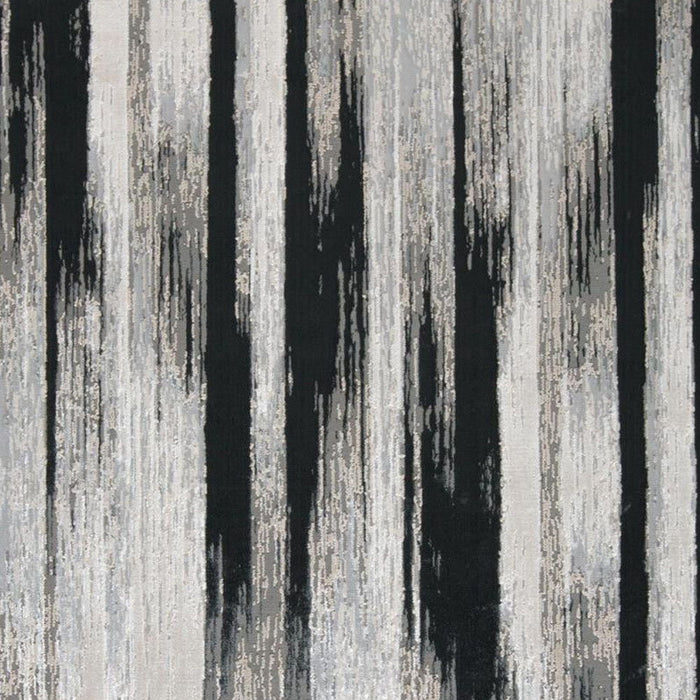 9' x 12' Abstract Power Loom Area Rug - Black Silver And Gray