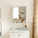 Giga white bathroom medicine cabinet with mirror, two doors, two adjustable shelves, and three Christmas-themed storage baskets.