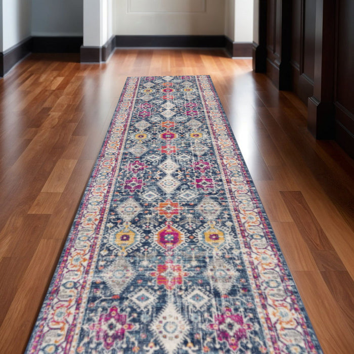 16' Southwestern Runner Rug (610189) - Blue / Beige
