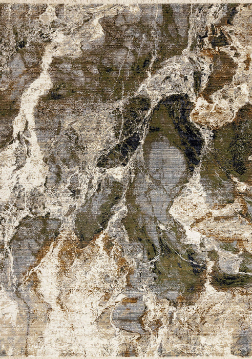 8' X 10' Abstract Area Rug (660226) - Black / Dark Green / Beige