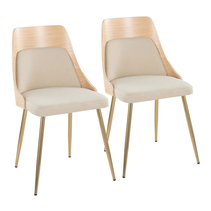 Anabelle - Dining / Accent Chair (Set of 2) - Gold Metal, Natural Wood