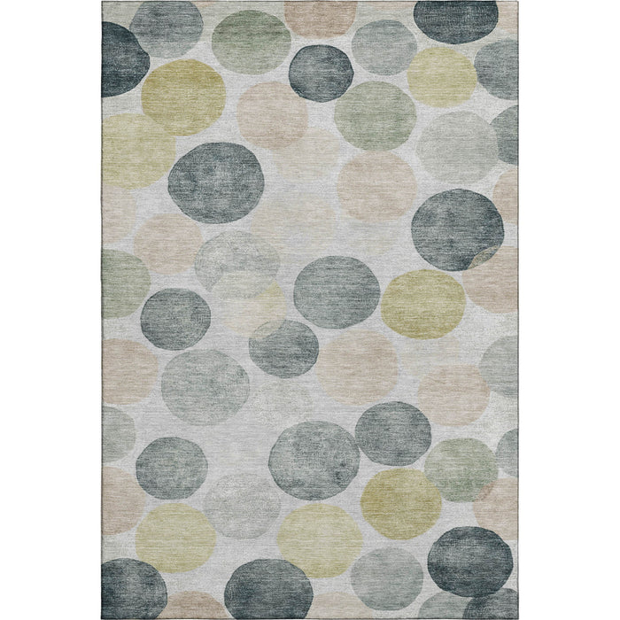 10' X 14' Geometric Washable Area Rug With UV Protection (707395) - Gray / Gold / Silver
