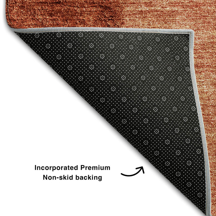 10' X 14' Ombre Washable Area Rug With UV Protection (656364) - Rust / Ivory