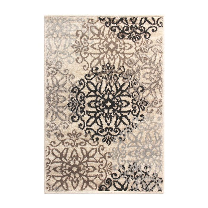 9' x 12' Medallion Power Loom Stain Resistant Area Rug - Beige