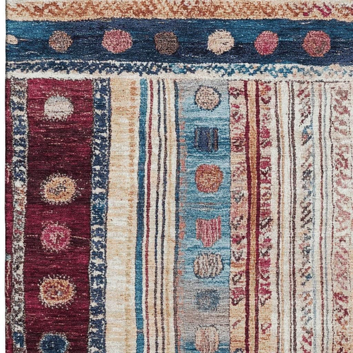 10' X 14' Striped Washable Area Rug With UV Protection (709540) - Navy Blue / Merlot / Ivory
