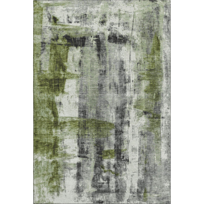10' X 14' Abstract Washable Area Rug With UV Protection (719280) - Olive Green / Charcoal / Ivory