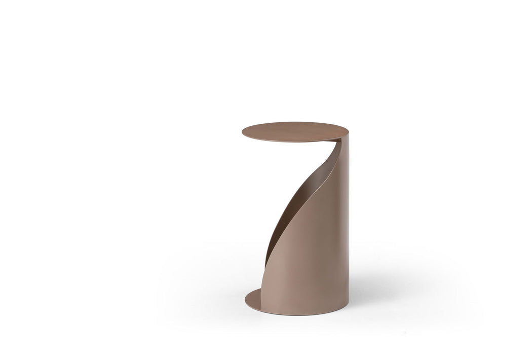 Steel Round Pedestal End Table (719935) - Gold