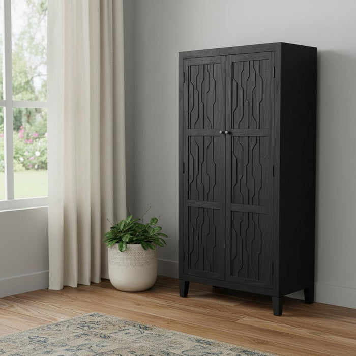 Solid Wood Accent Cabinet With Two Doors - Graphite