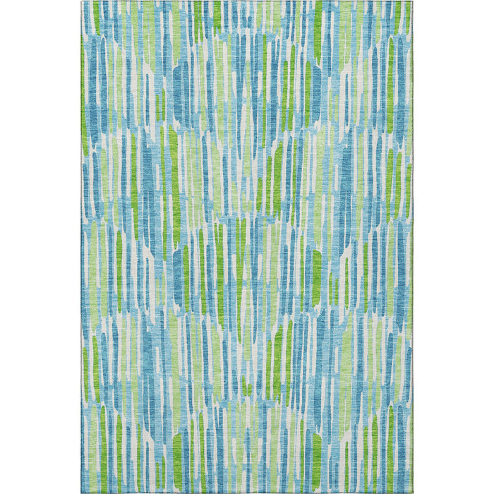 10' X 14' Abstract Washable Area Rug With UV Protection - Aqua