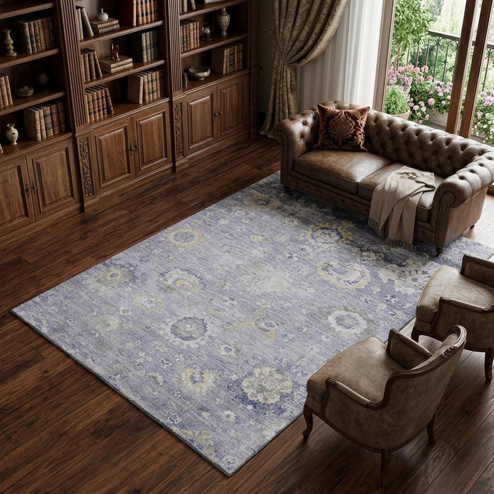 10' X 14' Oriental Washable Area Rug With UV Protection (693276) - Lavender / Gold / Ivory